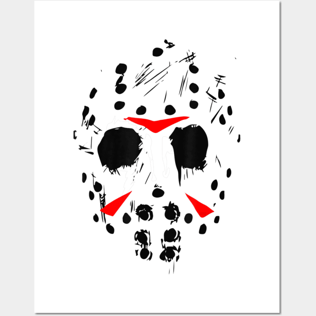 Jason Hockey Mask Halloween Shirt Friday 13th The Thirteen Wall Art by nvqdesigns